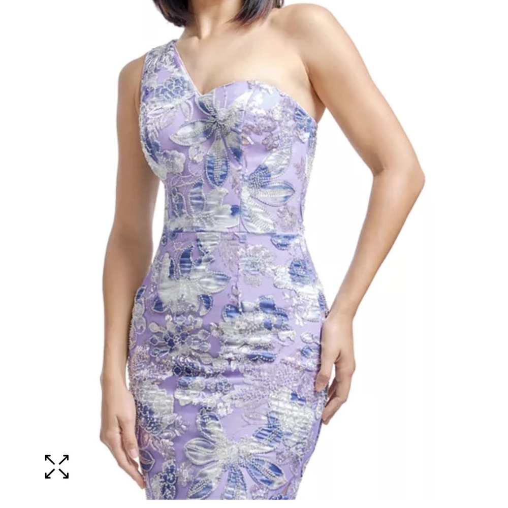 Elegant One-Shoulder Purple Floral Dress